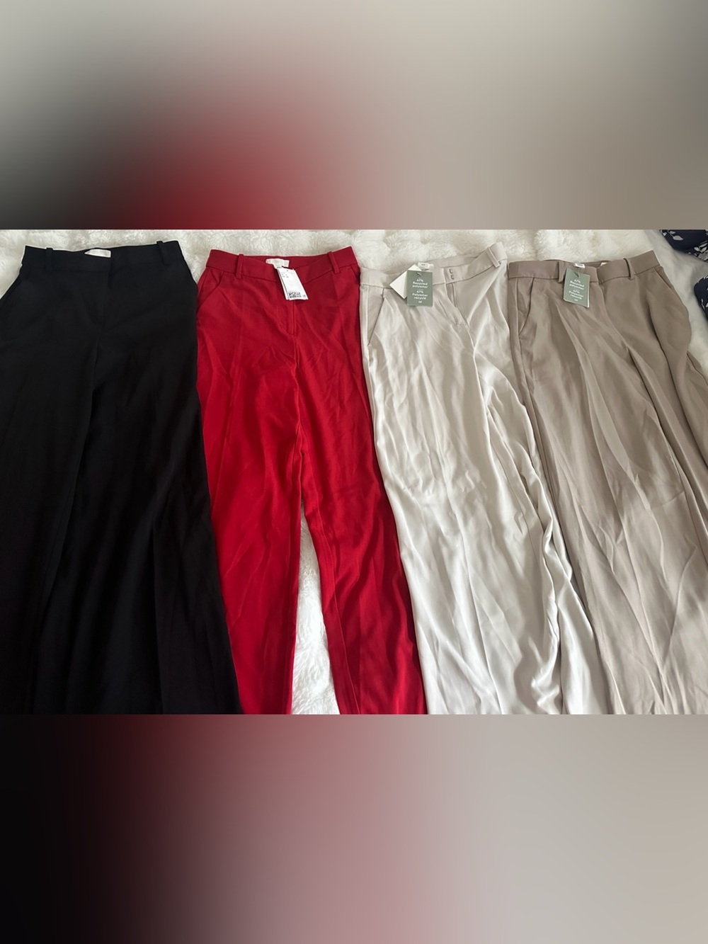 H&M Wide Leg Pants Bundle — Black, Red, White, Tan
